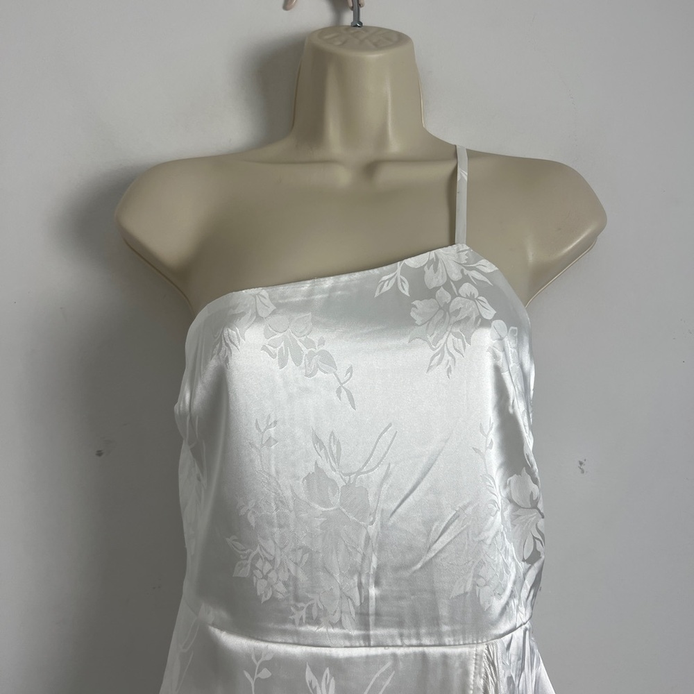 NEW Lulus Small On‎ the Dancefloor White Jacquard Fringe One-Shoulder Midi Dress - Picture 4 of 14